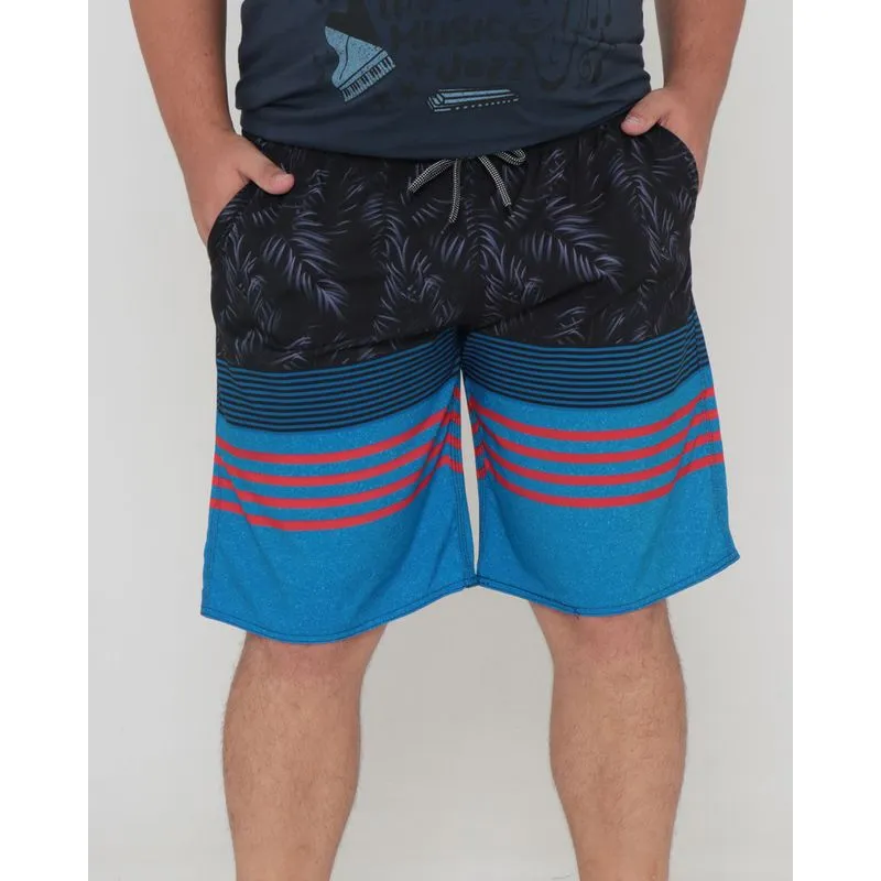 Bermuda Surf Plus Size Estampada Preto Floral G1