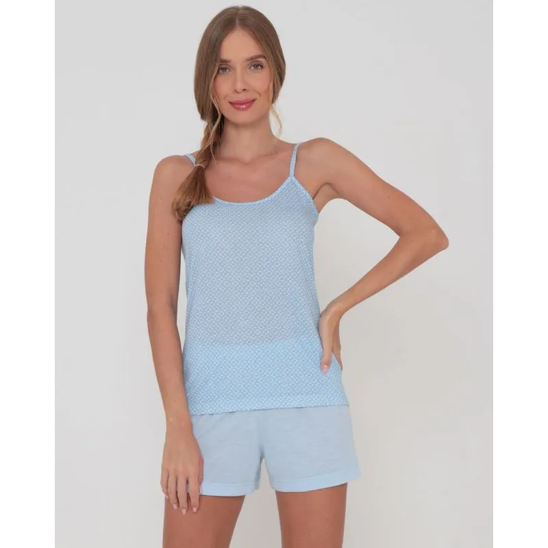 Pijama Alcinha Estampa Floral Azul G