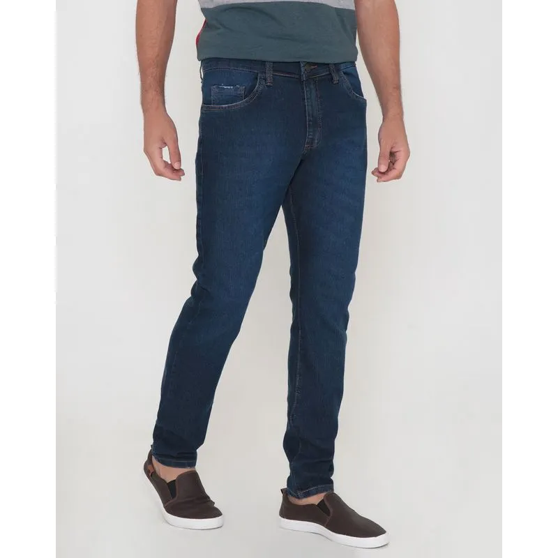 Calça Jeans Masculina Slim Azul Escuro Médio 38