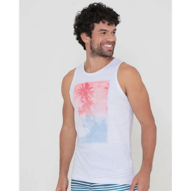 Regata Masculina Botonê Surf Paradise Branco P
