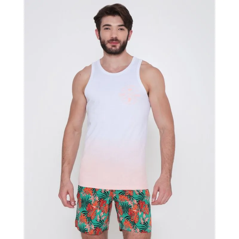 Regata Masculina Surf Estampa Dip Dye Branca GG