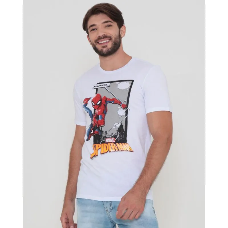 Camiseta Masculina Algodão Marvel Homem Aranha Branca G