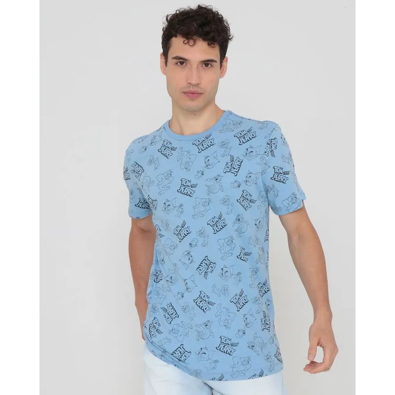 Camiseta Estampa Tom e Jerry Warner Azul P