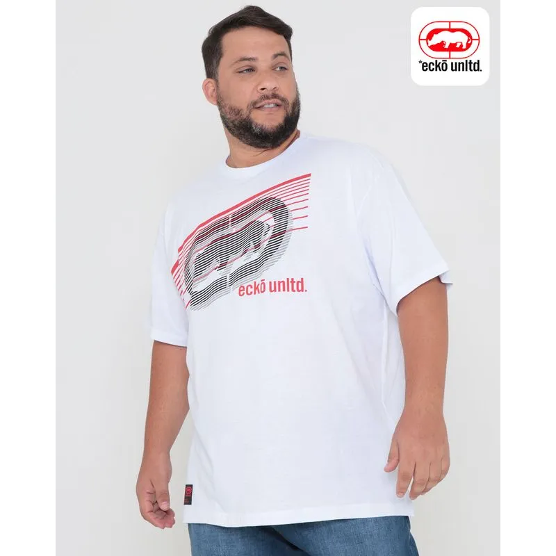 Camiseta Plus Size Manga Curta Estampa Ecko Branca P