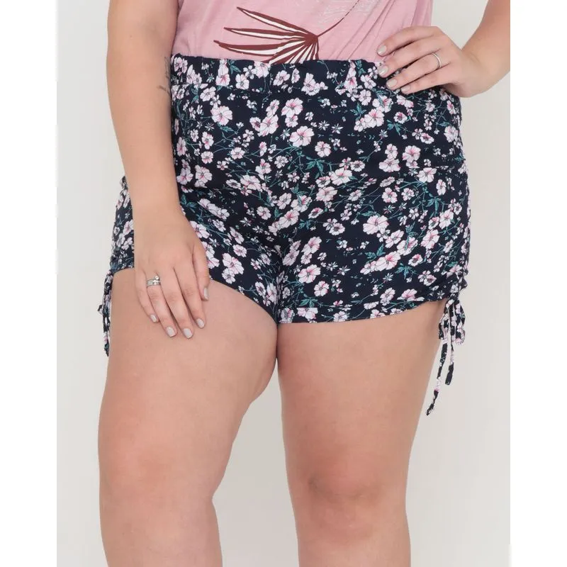Short Plus Size Viscose Estampa Floral Marinho G2