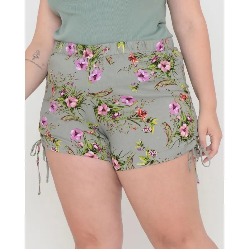 Short Plus Size Viscose Estampa Floral Verde G1