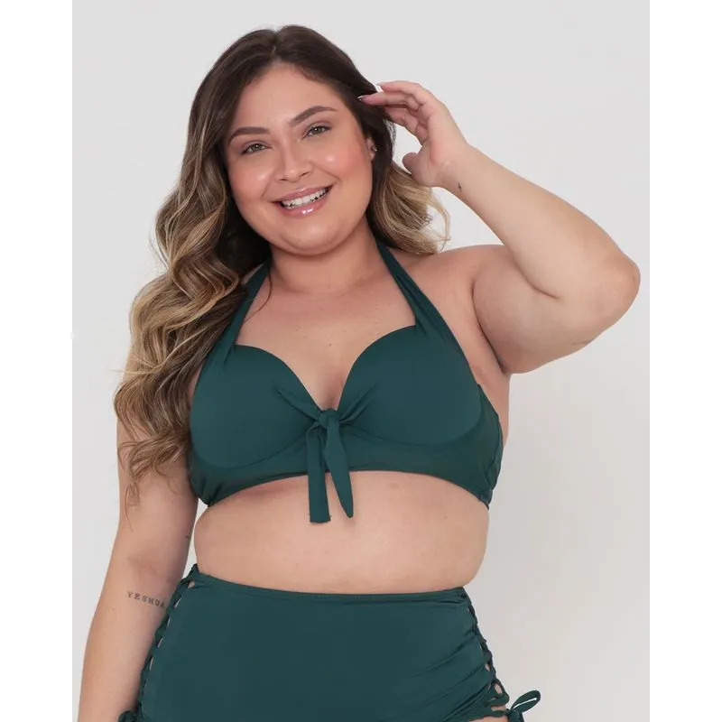 Biquíni Plus Size Top Com Bojo Lacinho Verde 48