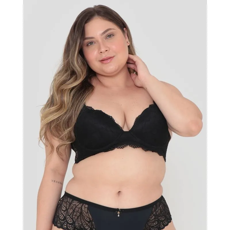 Sutiã Plus Size Com Base Renda Preto 50