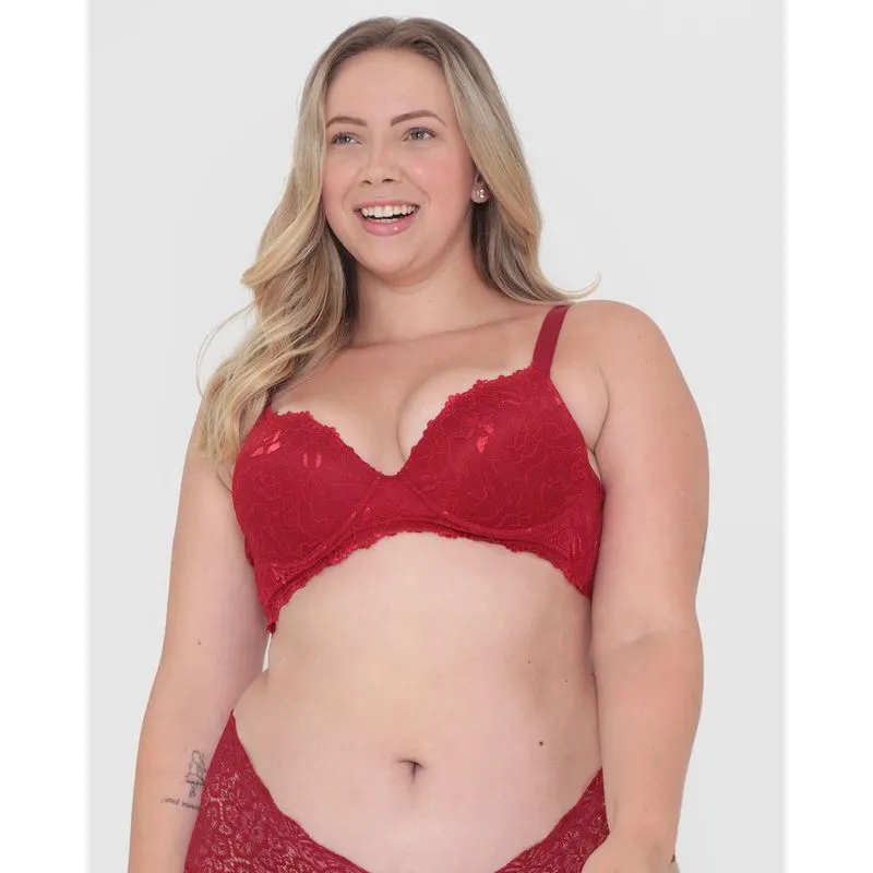 Sutiã Plus Size Com Base Renda Vermelho 52