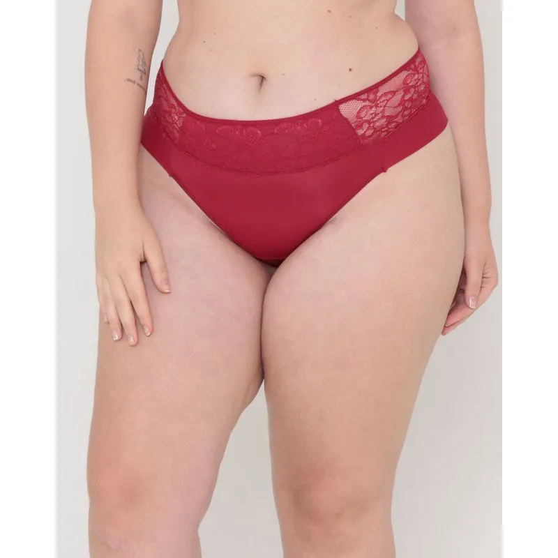 Calcinha Avulsa Plus Size Fio Dental Renda Vermelha P