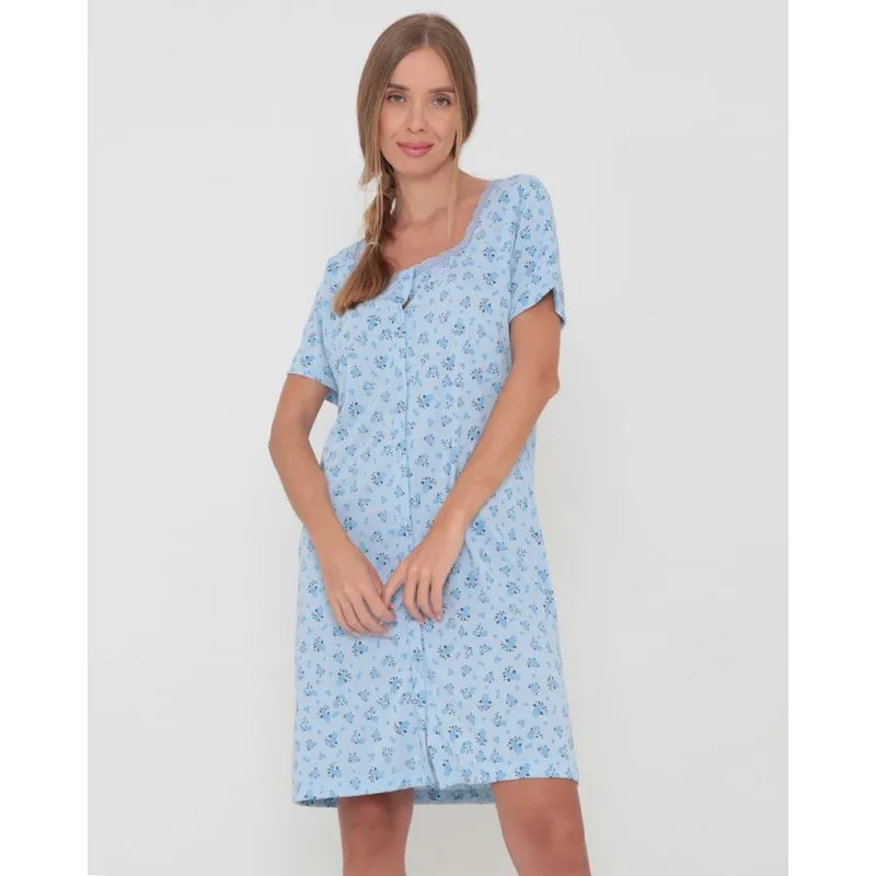 Camisola Com Manga Estampa Floral Azul GG