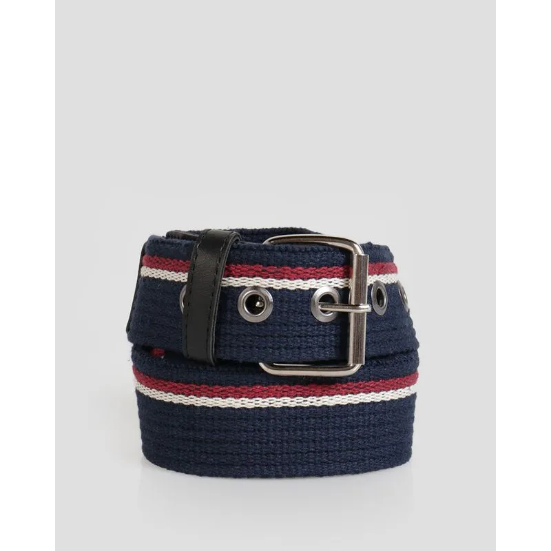 Cinto Masculino Casual Lona Com Fivela Listrado Marinho P