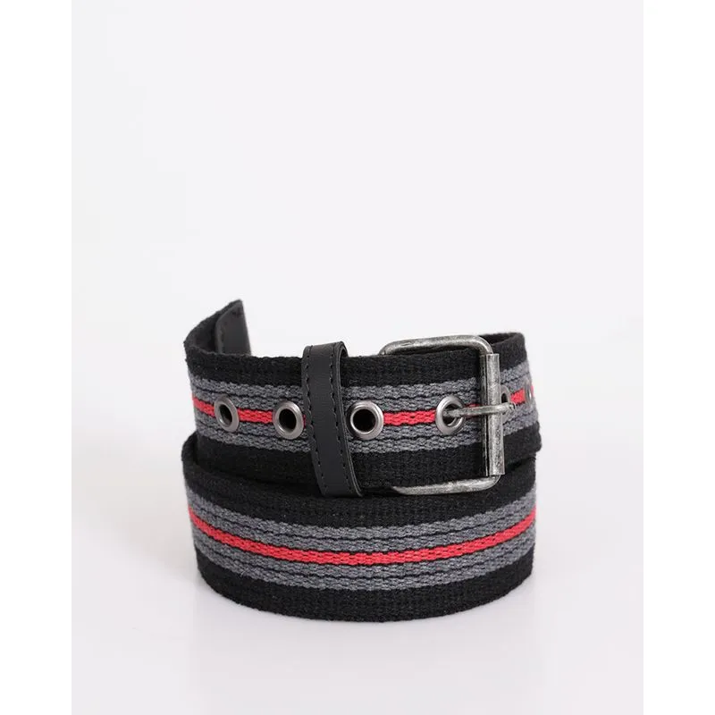 Cinto Masculino Casual Lona Com Fivela Listrado Preto M