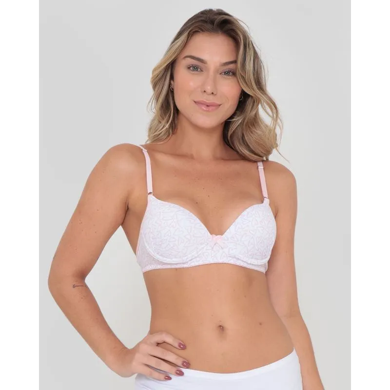 Sutiã Avulso Com Base Bojo Estampa Coração Rosa 44