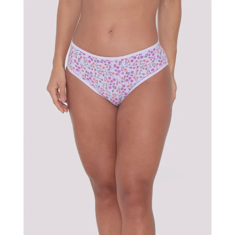 Calcinha Feminina Biquíni Algodão Floral Lilás P