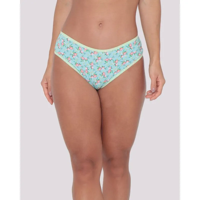 Calcinha Feminina Biquíni Algodão Floral Verde GG