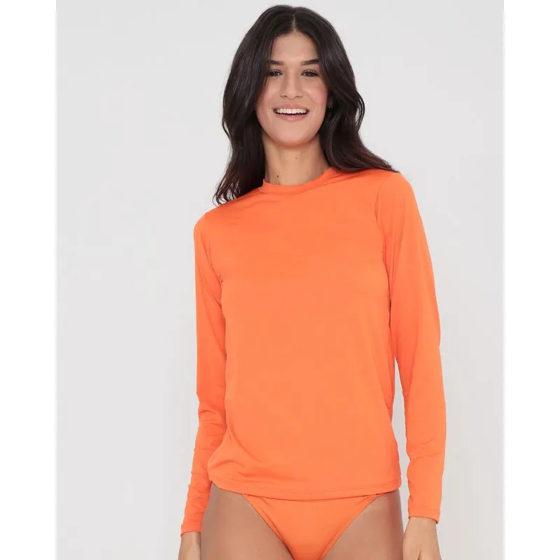 Blusa Feminina Manga Longa Proteção UV Laranja M