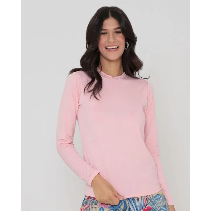 Blusa Manga Longa Com Proteção UV Rosa Claro M