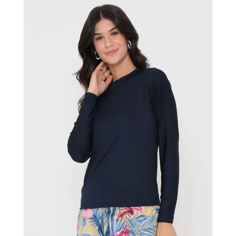 Blusa Manga Longa Com Proteção UV Azul Marinho M