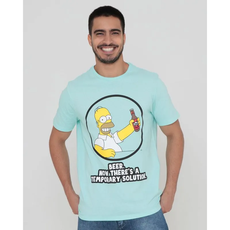 Camiseta Estampa Homer Os Simpsons Verde Claro P