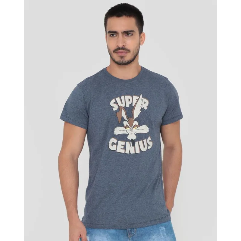 Camiseta Estampa Coiote Looney Tunes Mescla Marinho G