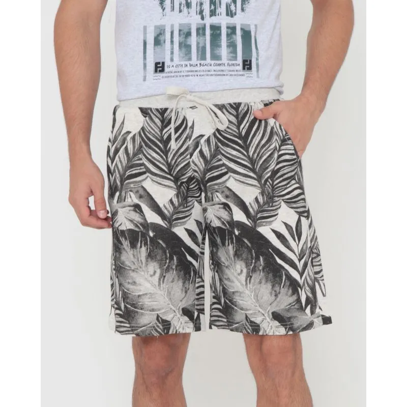 Bermuda Masculina Moletinho Floral Mescla Cinza P