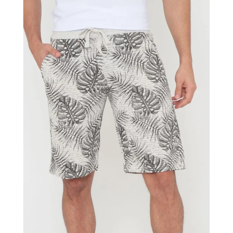Bermuda Moletinho Masculina Estampa Folhas Bege P
