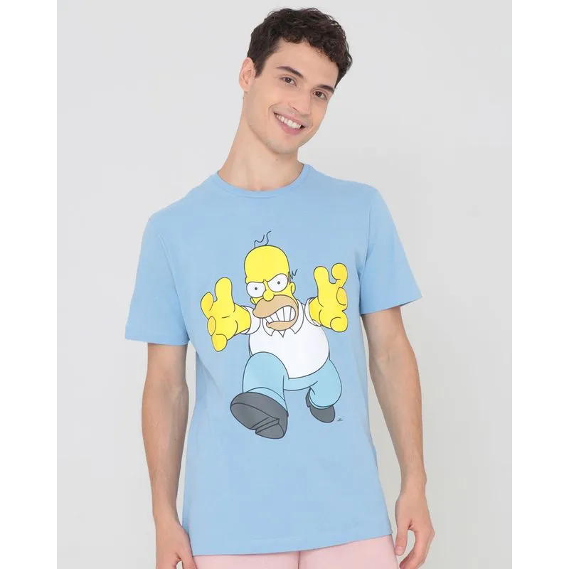 Camiseta Estampa Homer Os Simpsons Azul G