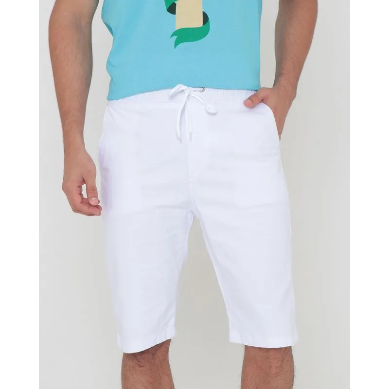 Bermuda Sarja Masculina Com Tiras Branca G