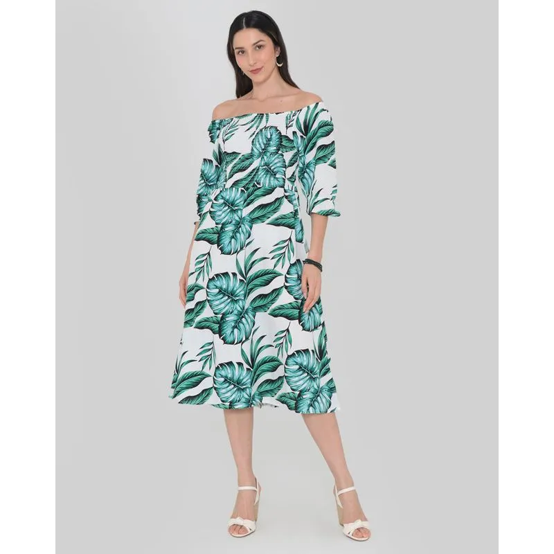 Vestido Midi Ciganinha Lastex Branco GG