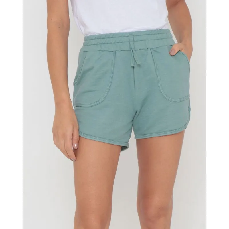 Short Feminino Moletinho Bolsos Frontais Verde P