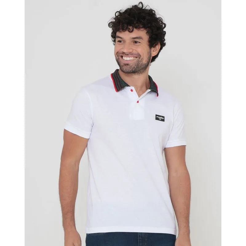 Polo Masculina Manga curta Botões Branca GG