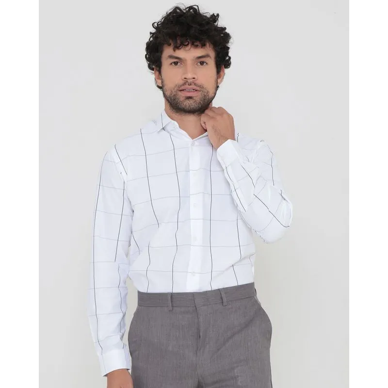 Camisa Social Masculina Listrada Branca 2