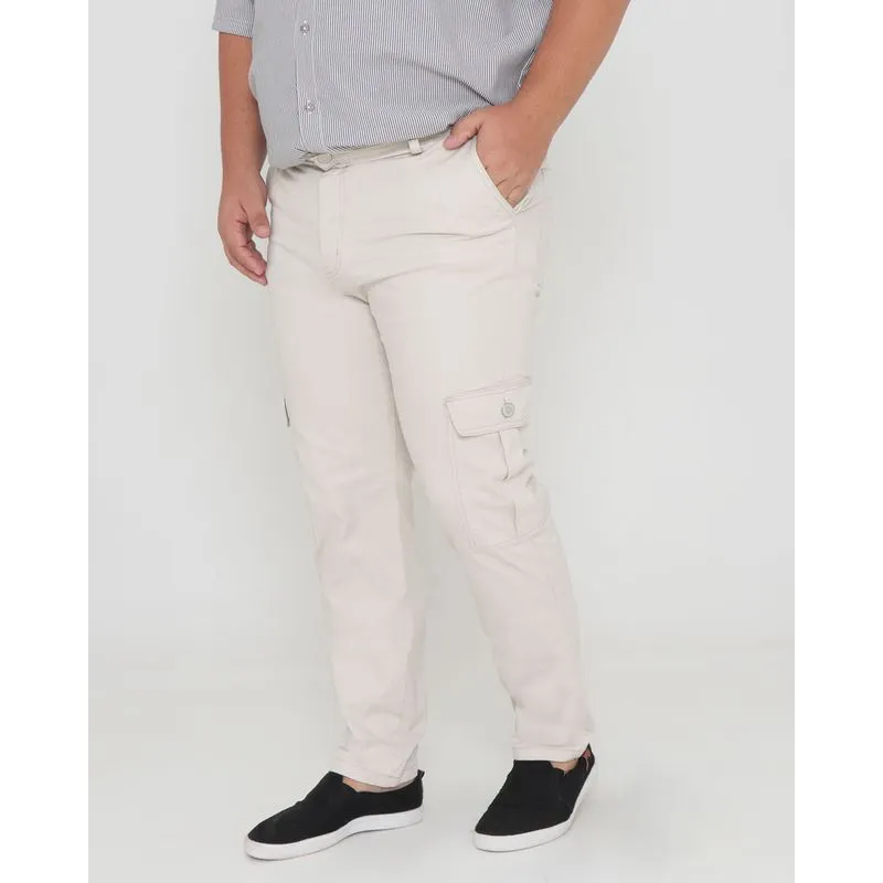 Calça Plus Size Sarja Masculina Cargo Bege 56