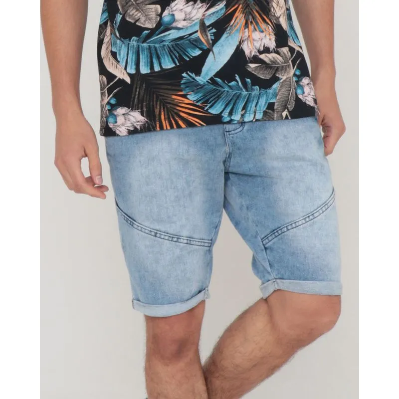 Bermuda Jeans Masculina em Moletom Azul 42