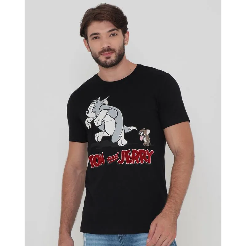 Camiseta Masculina Tom e Jerry Warner Preta GG