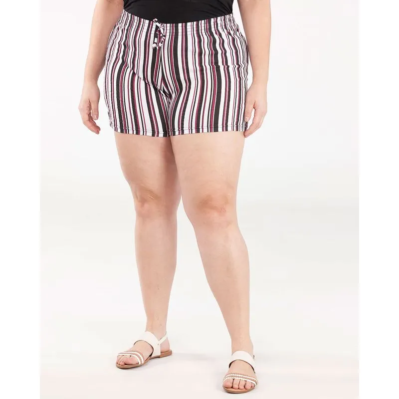 Short Plus Size Listrado Branco 11351000038190UN
