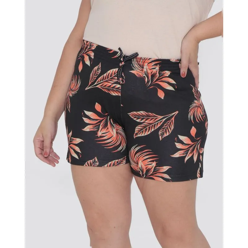 Short Plus Size Elástico Estampado Estampa Preta G1