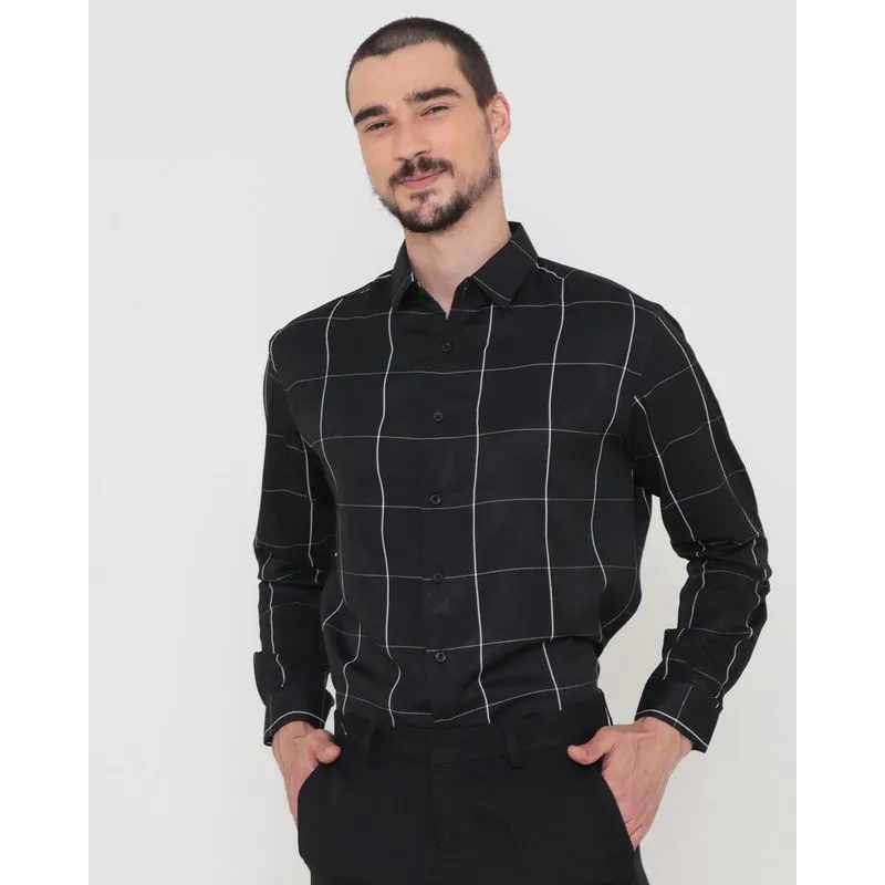 Camisa Masculina Xadrez Preta 1