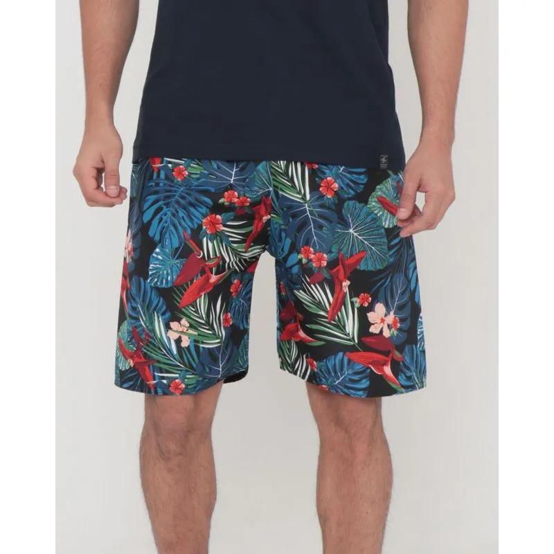 Bermuda Masculina Surf Estampada Tropical Colorida Preta P