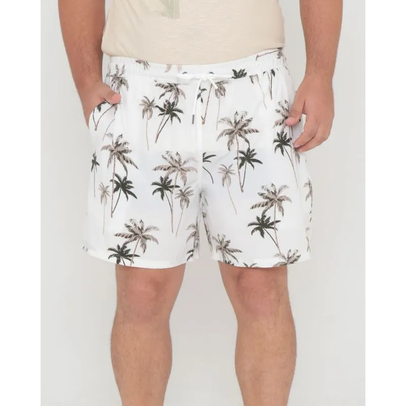Bermuda Masculina Plus Size Floral Off White G2