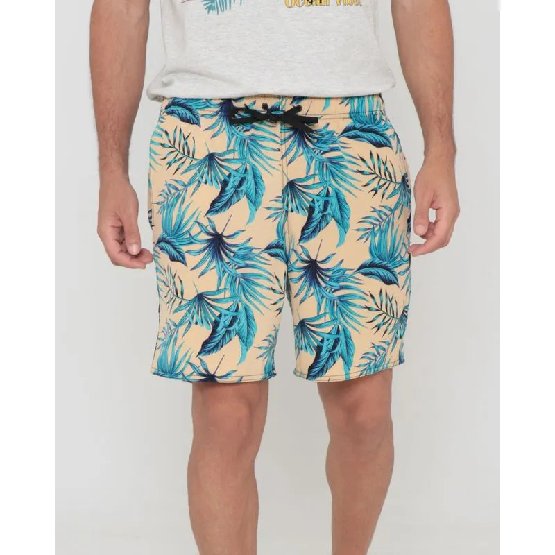 Bermuda Masculina Praia Estampa Floral Bege P