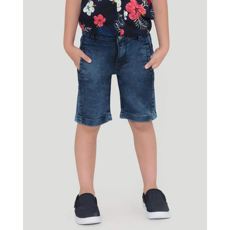 Bermuda Jeans Infantil Com Recorte Azul 8