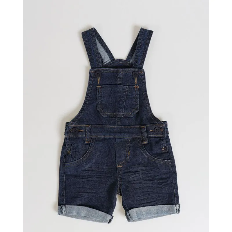 Jardineira Jeans Bebê Barra Dobrada Azul G