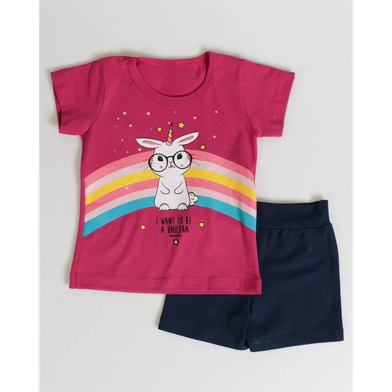 Conjunto Bebê Estampa Coelho Rosa e Marinho 3