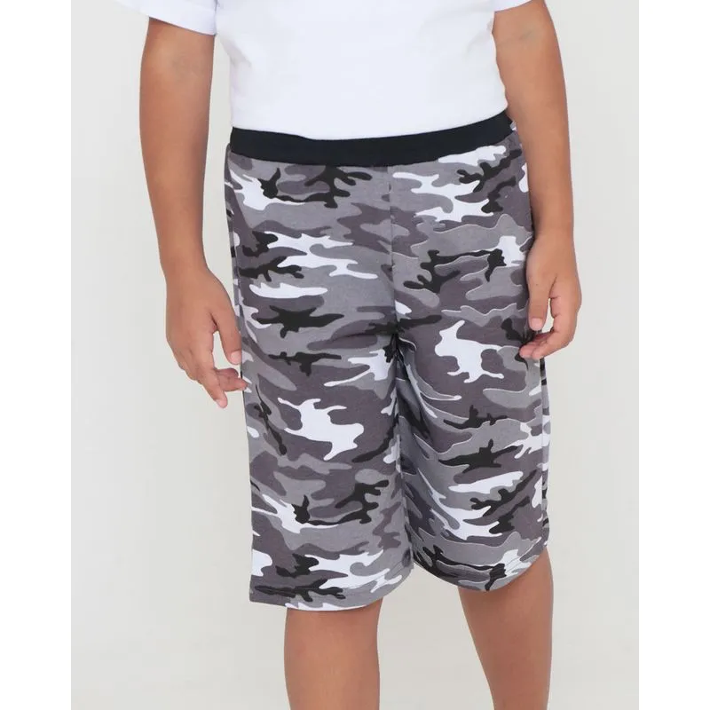 Bermuda Infantil Moletinho Estampa Camuflada Cinza 6