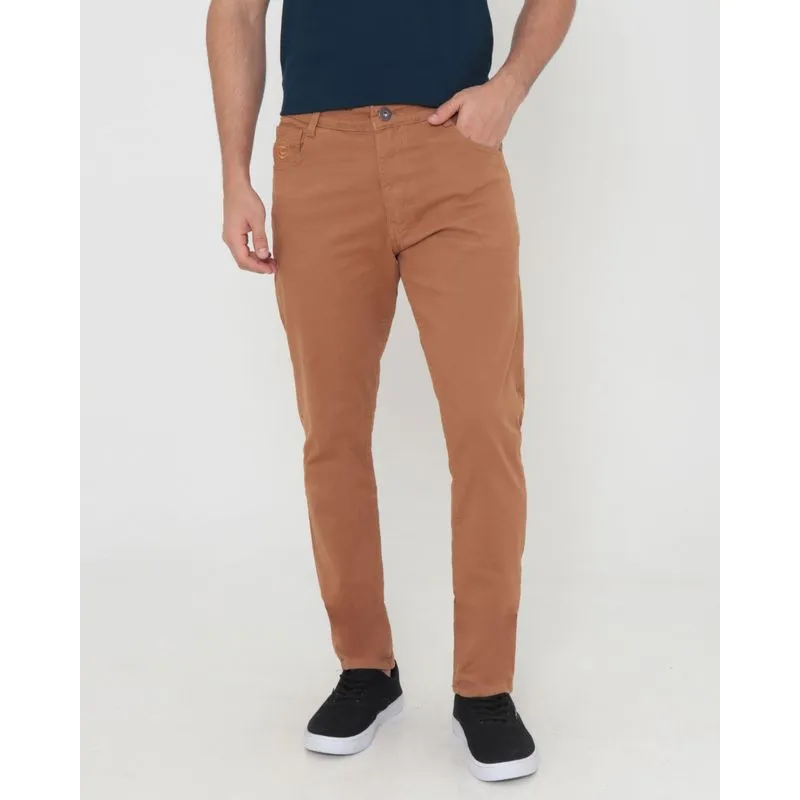 Calça Masculina Sarja Skinny Gangster Marrom Claro 40