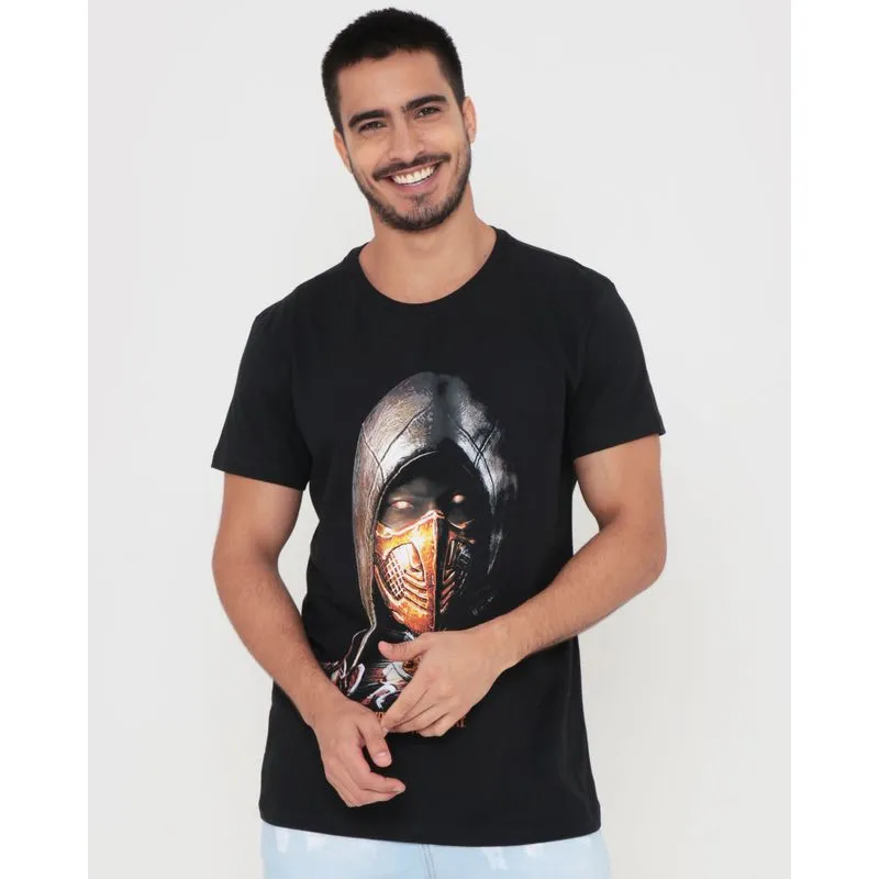 Camiseta Masculina Estampa Scorpion Morta Kombat Preta G