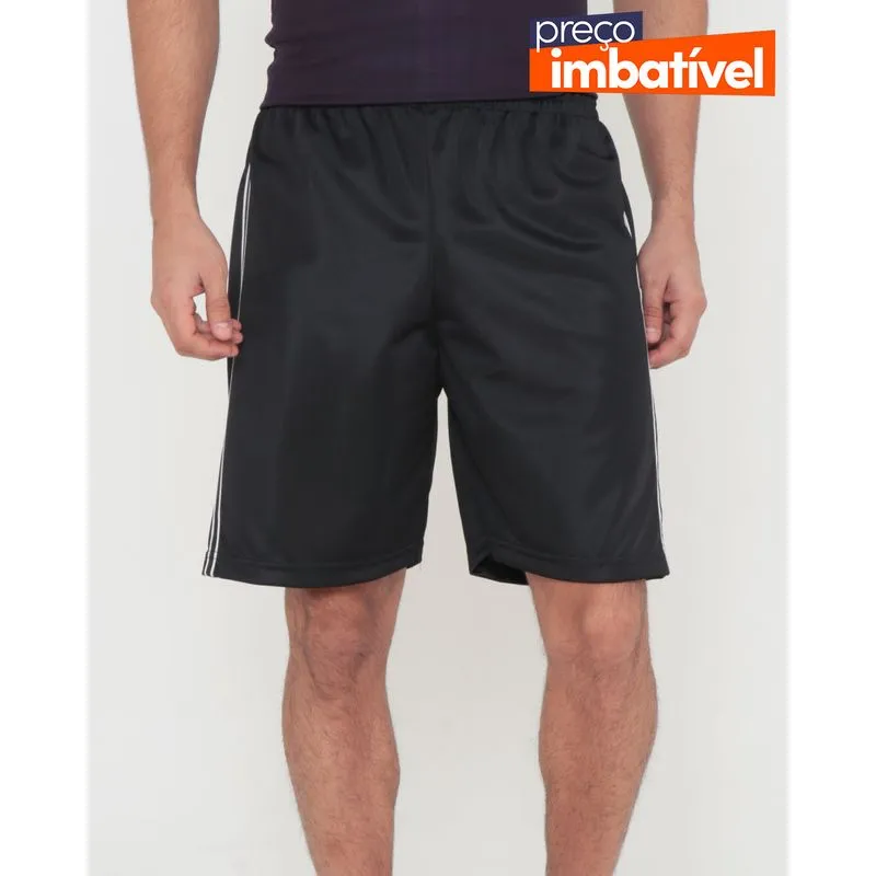 Bermuda Esportiva Helanca Faixa Lateral Preta P