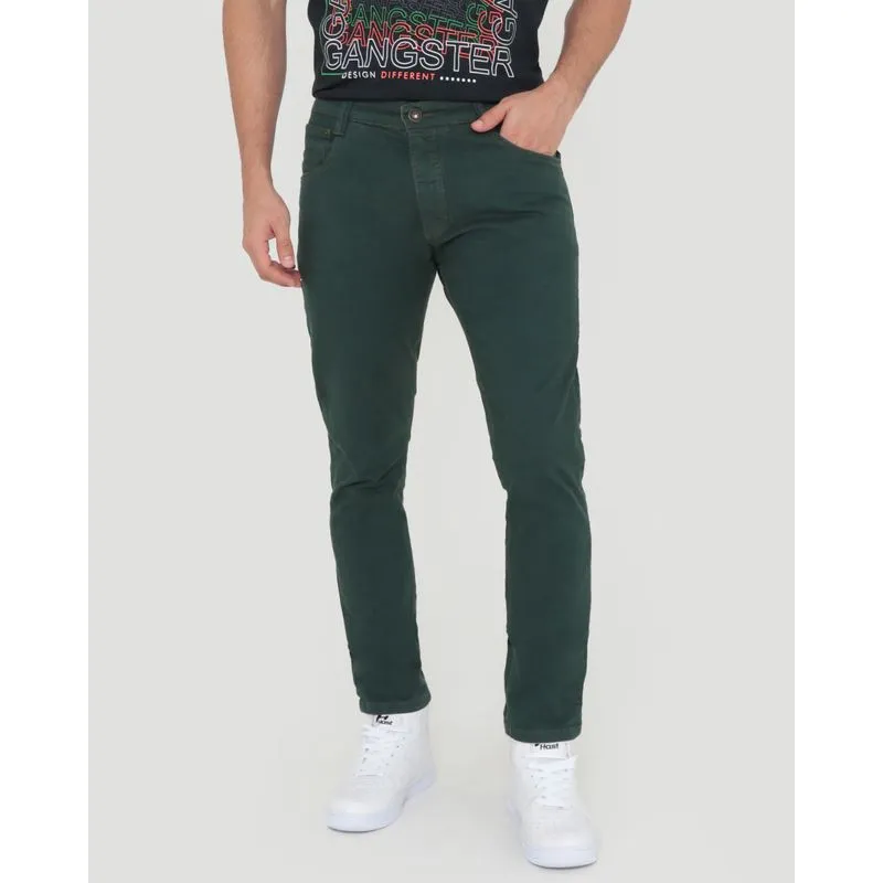 Calça Masculina Sarja Skinny Verde Escuro 48